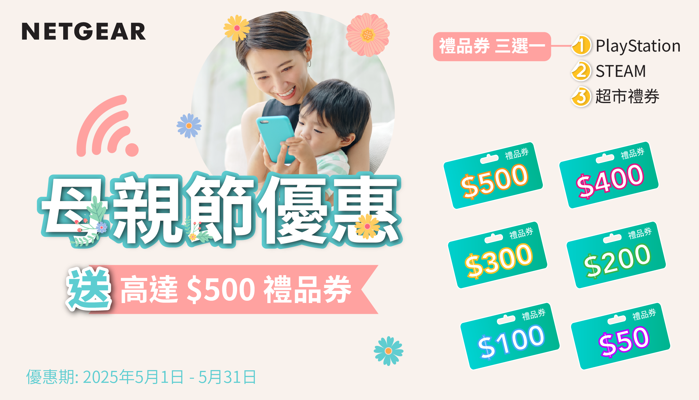 NETGEAR 超市現金券/禮品卡登記 Banner